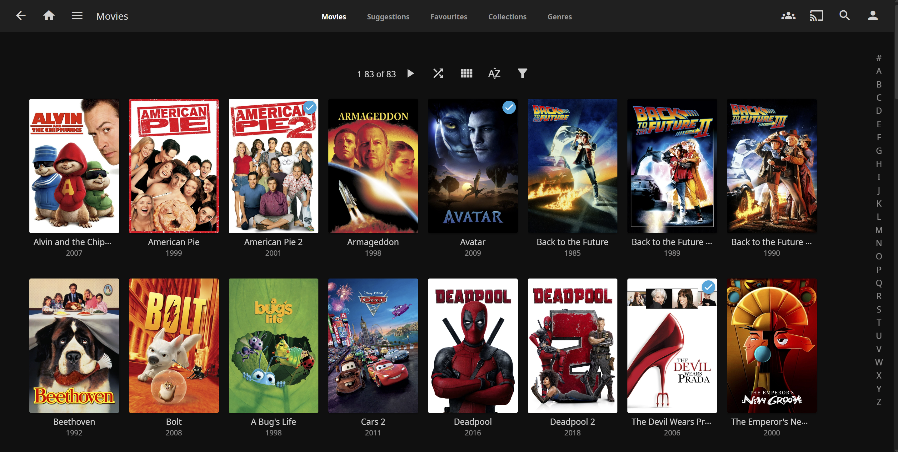 Media dashboard view used for Jellyfin section